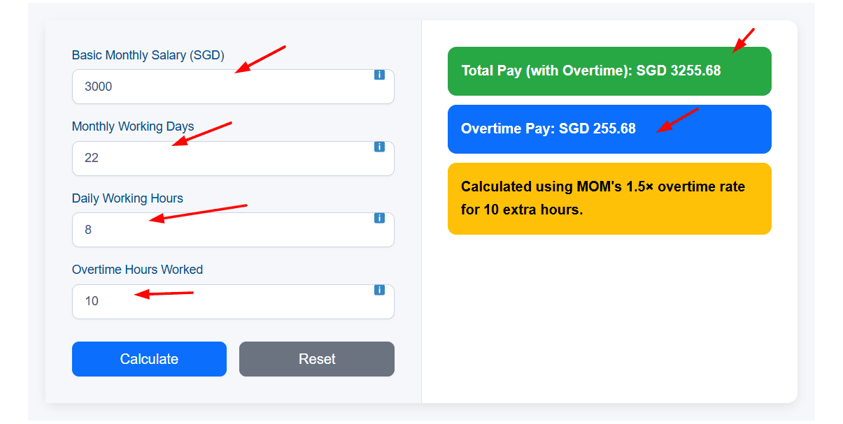Overtime calculator Singapore
