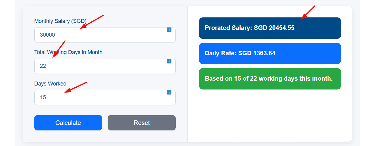 Prorated Salary Calculator Singapore
